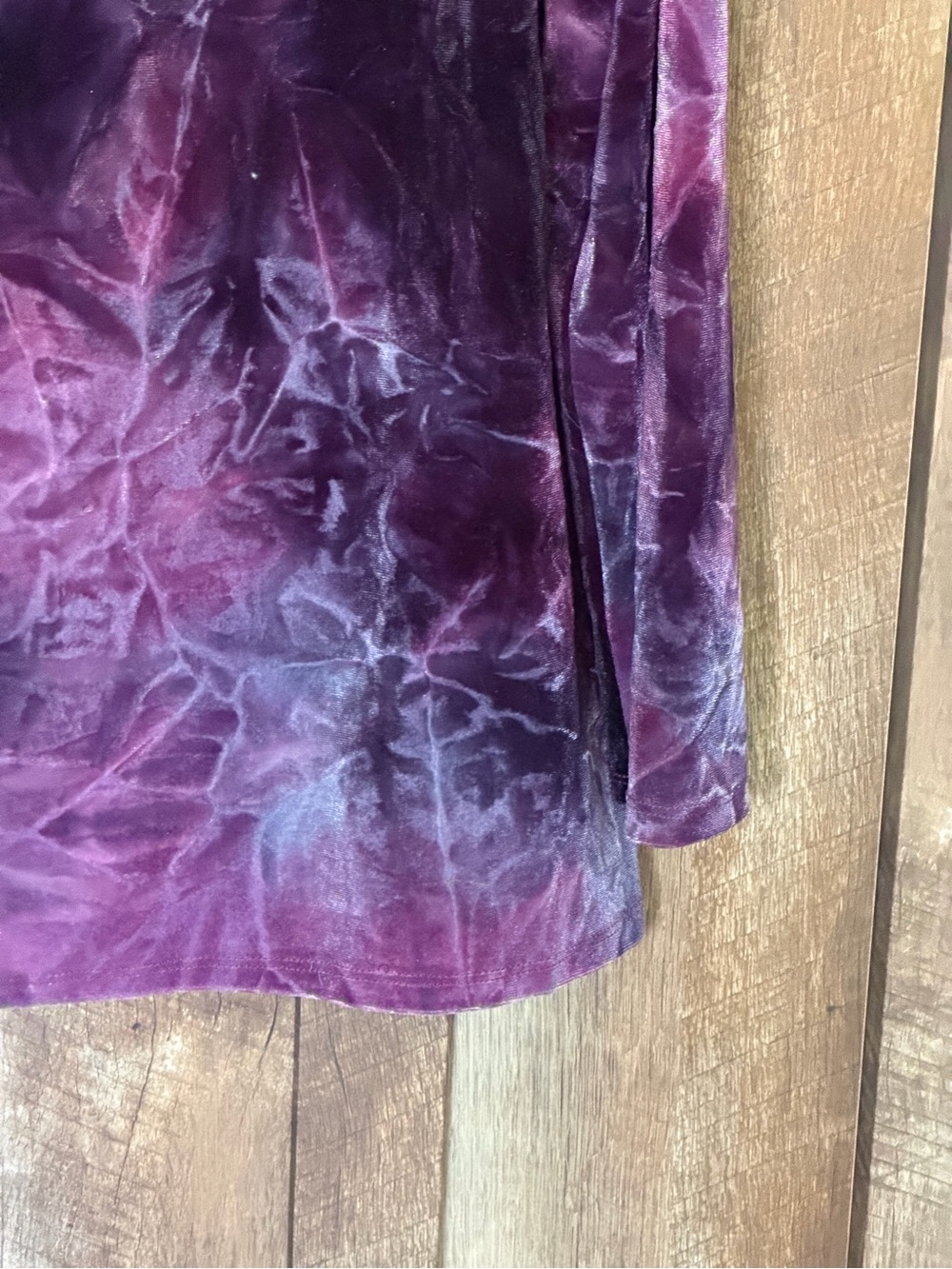 Women’s Purple Tie-Dye Crushed Velvet Cold-Shoulder Top - Picture 8 of 15